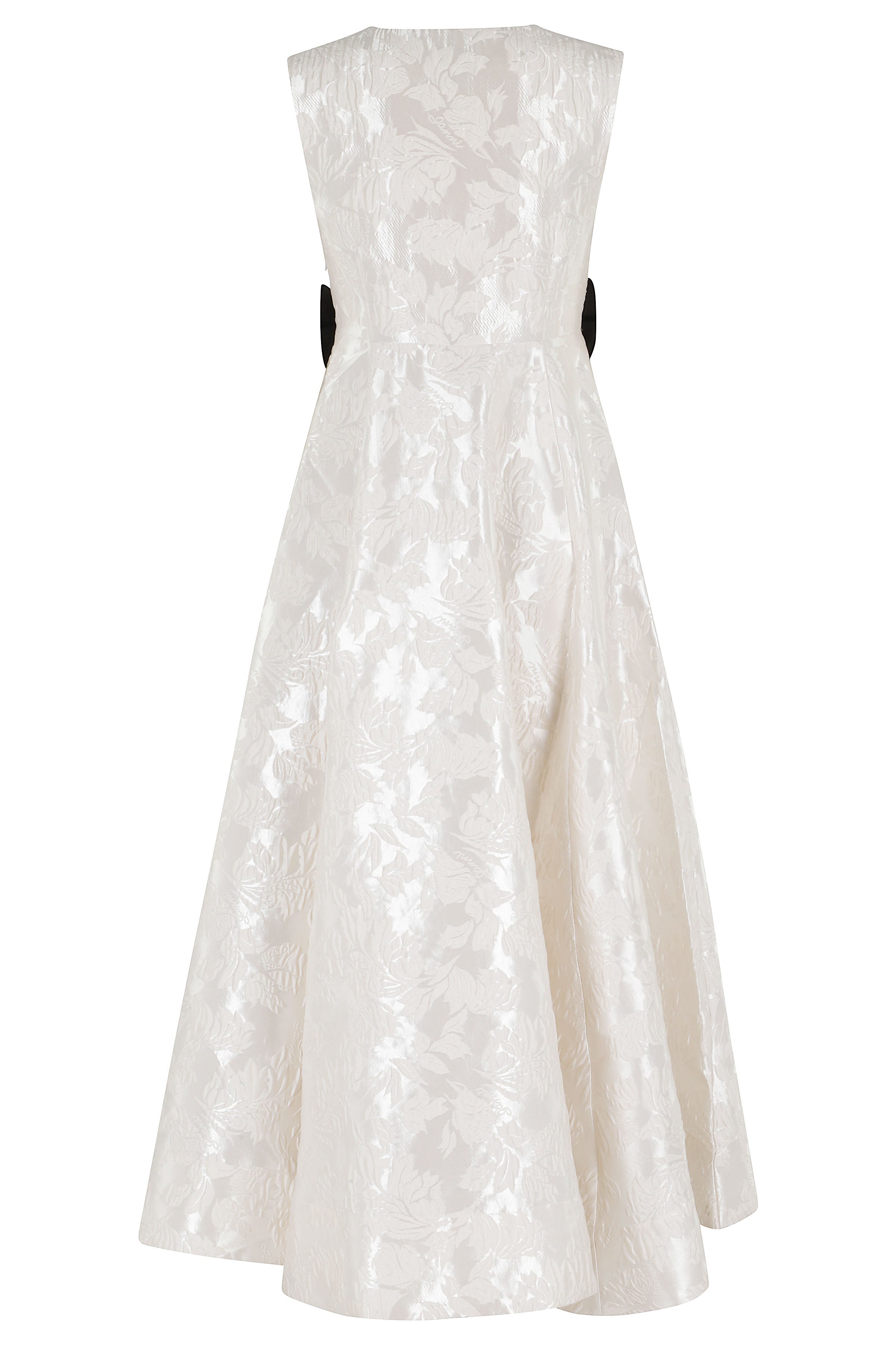 Satin Cloque V Neck Long Dress Nude & Neutrals Poliestere Riciclato Abito