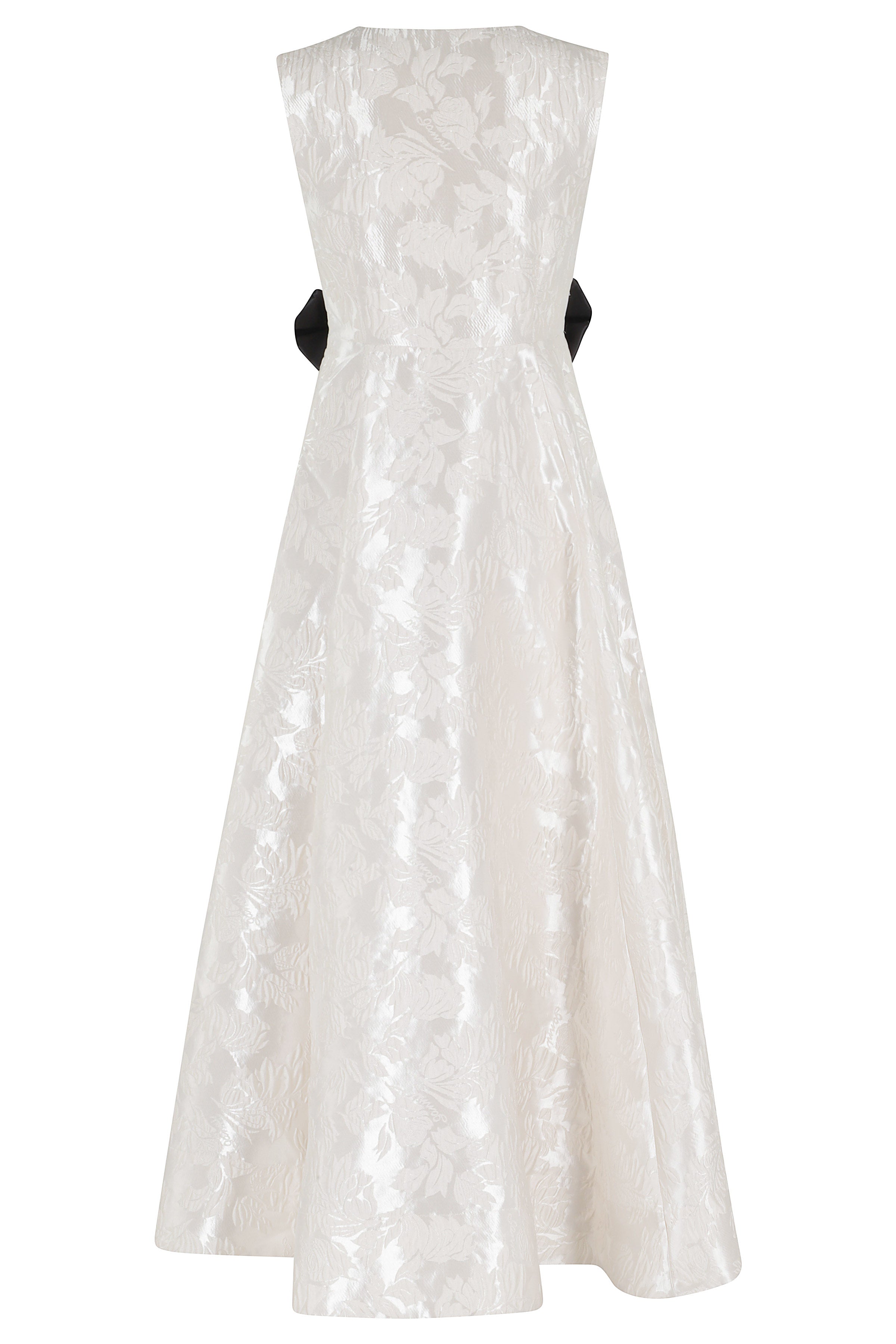 Satin Cloque V Neck Long Dress Nude & Neutrals Poliestere Riciclato Abito