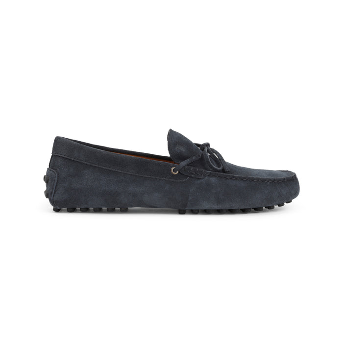 Loafers Blue Suede Leather Rubber Shoe