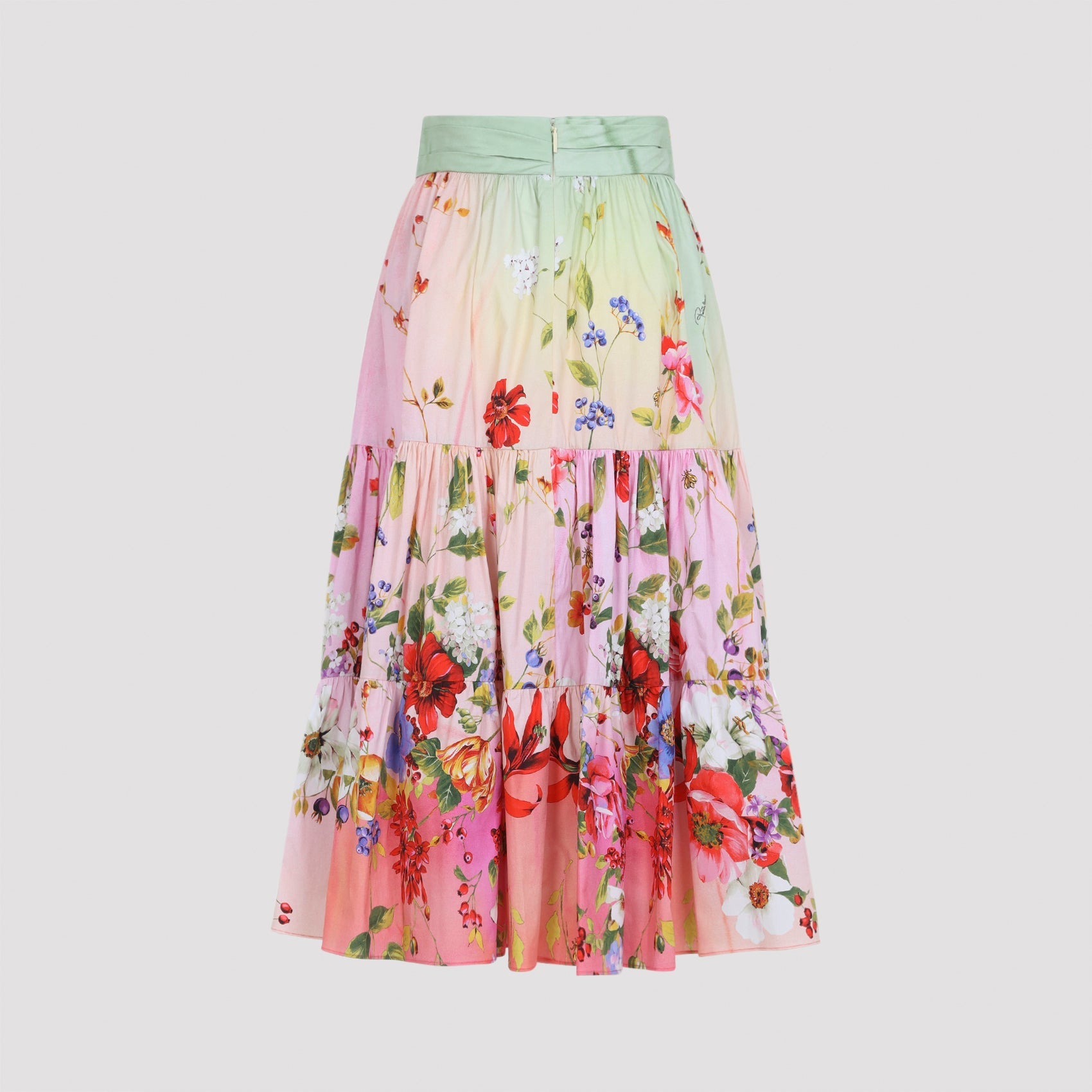 Roberto Cavalli Miami Flowers Midi Skirt Cotton