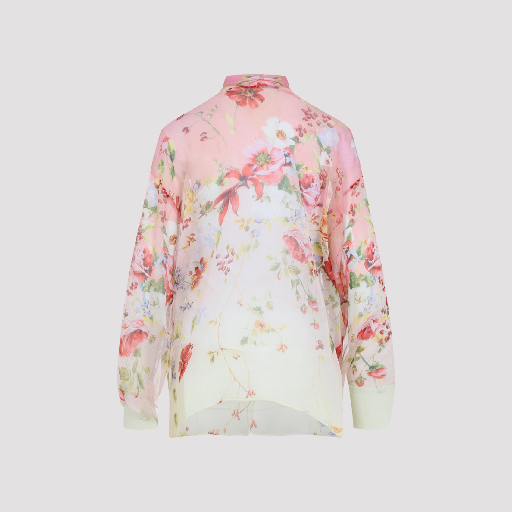 Miami Flowers Blouse Green Silk Shirt