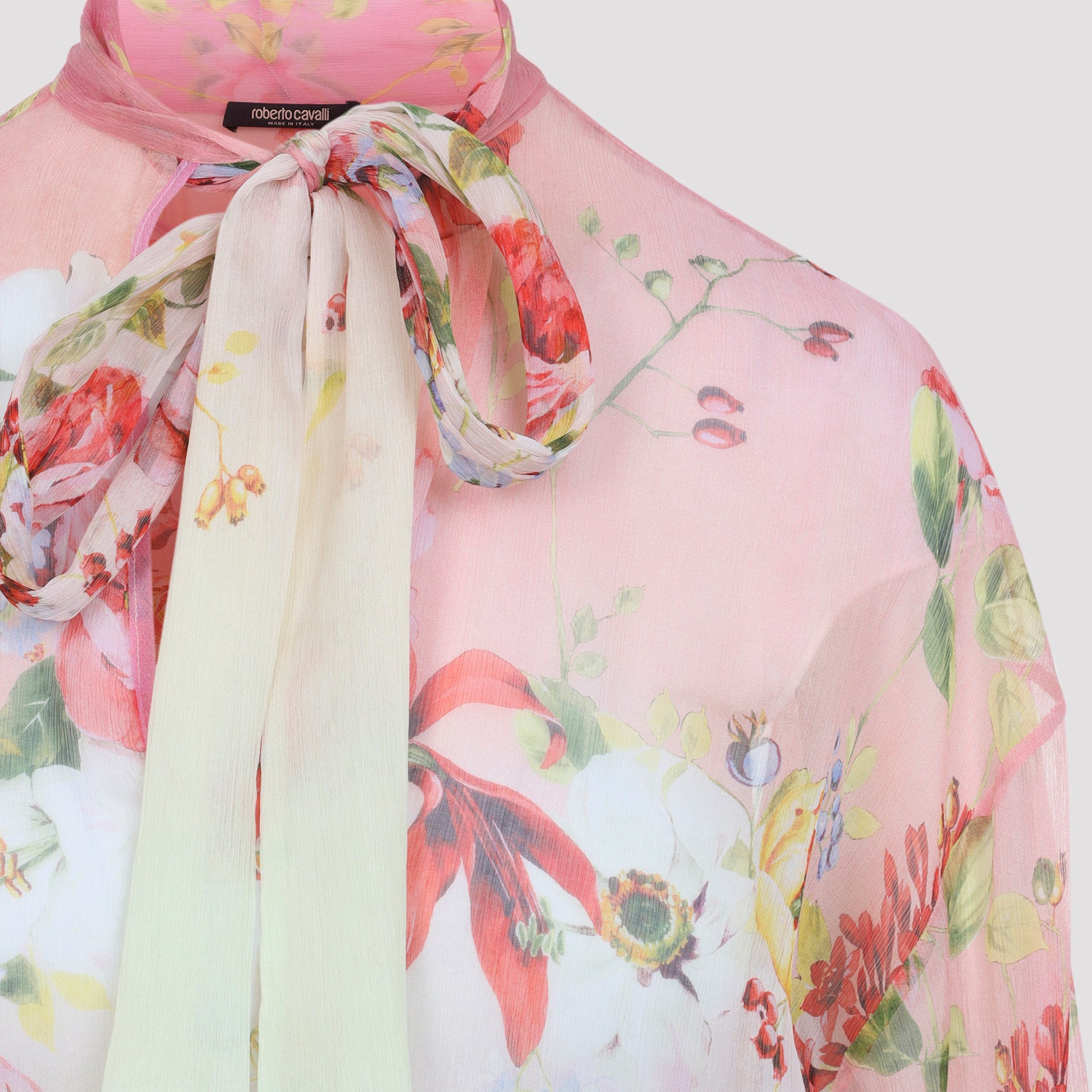 Miami Flowers Blouse Green Silk Shirt