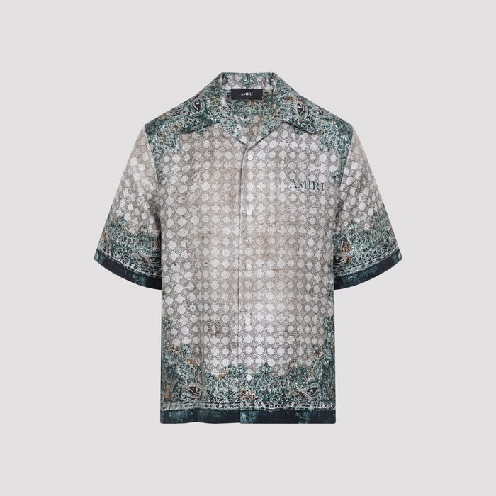 Bandana Bowling Shirt Green Silk