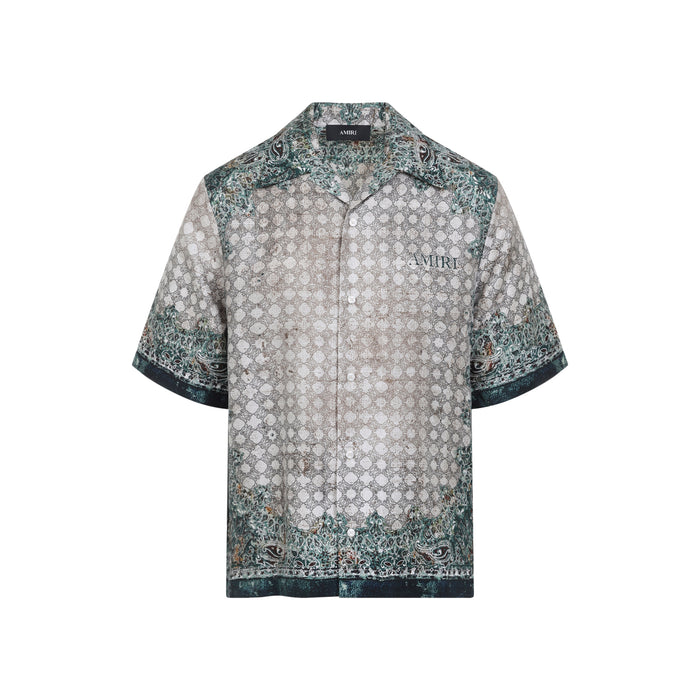 Bandana Bowling Shirt Green Silk