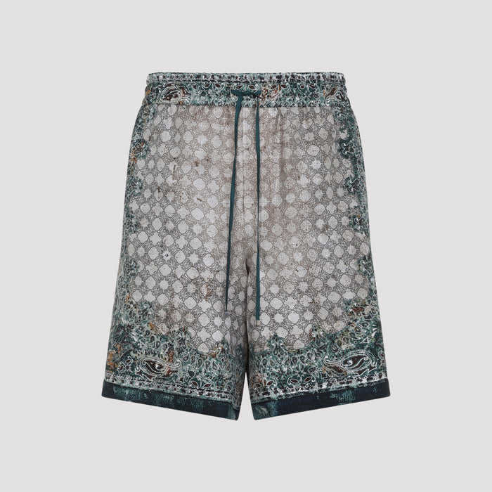 Bandana Bermuda Green Polyester Short