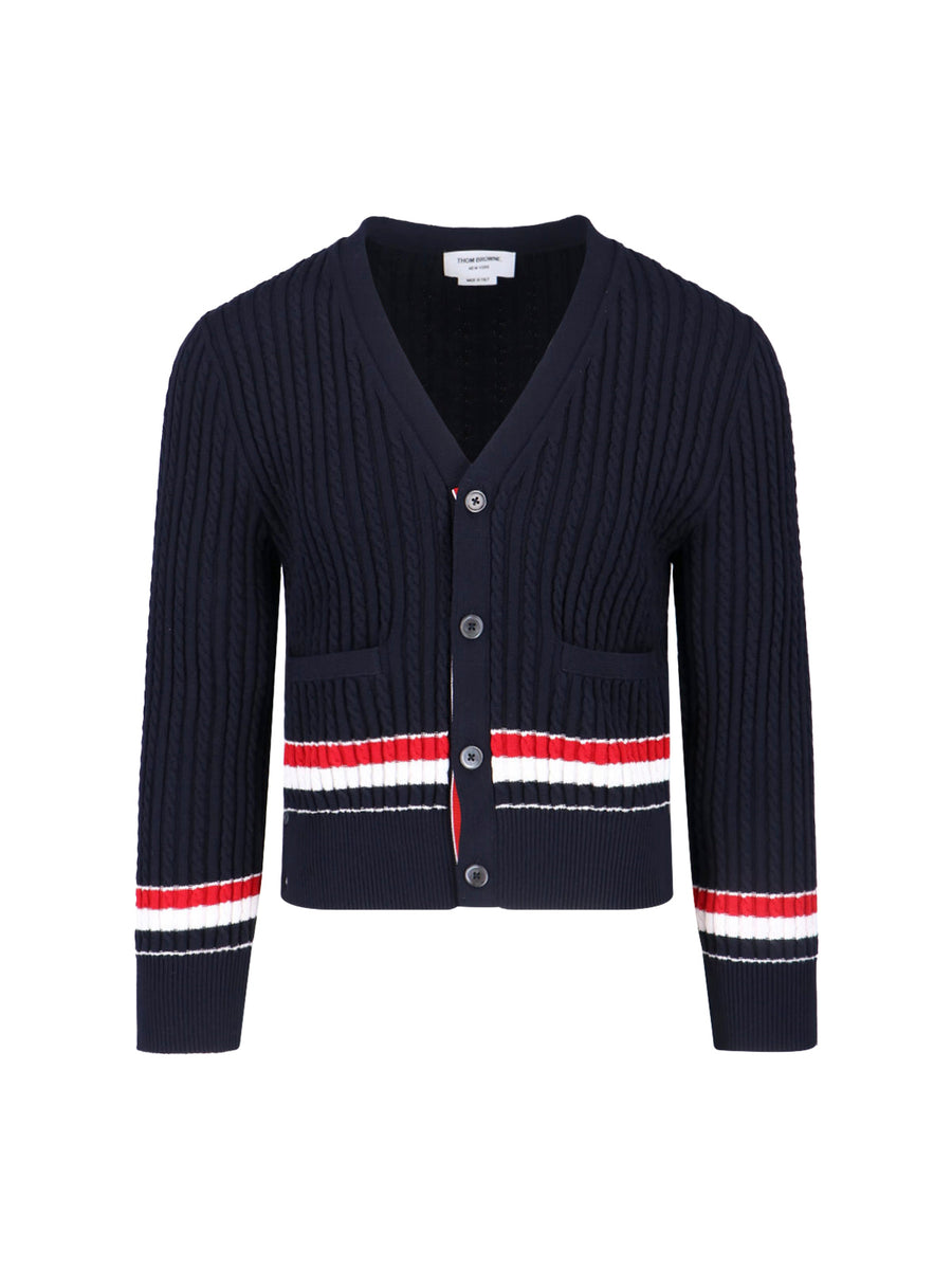 Thom Browne 100% Cotton cardigan in navy