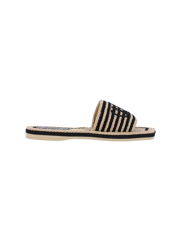 Chloè Upper: 100% Cotton slide sandal in black
