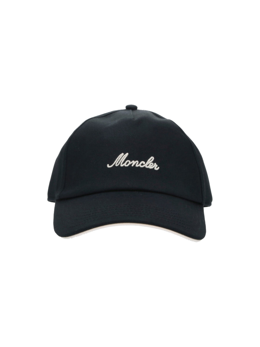 Moncler 091 100% Cotton baseball cap in black