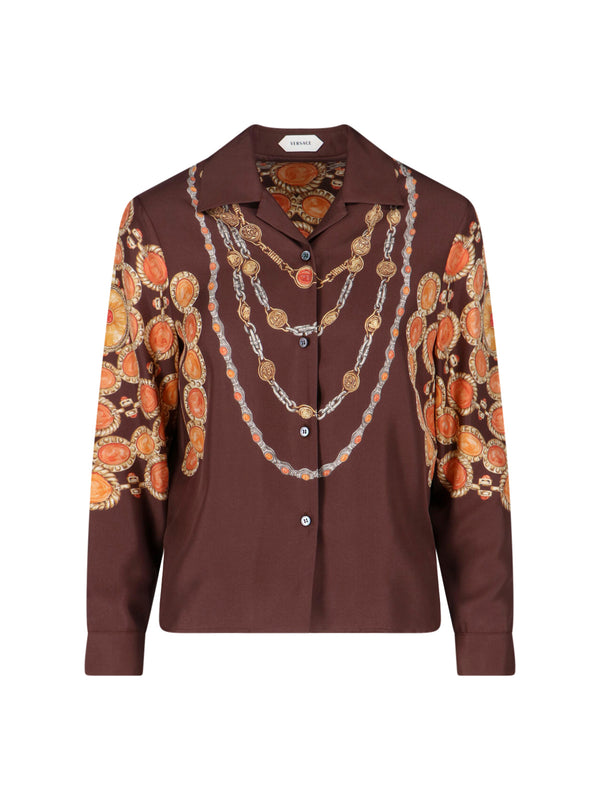 Versace 100% silk shirt in brown