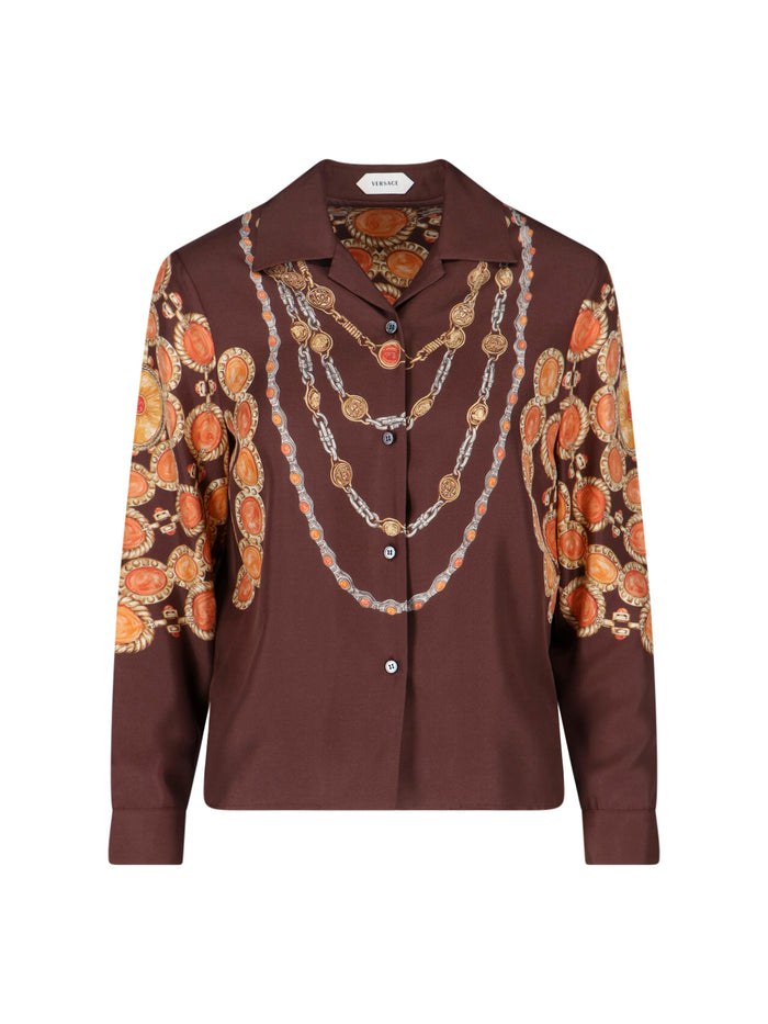 Versace Shirts Brown Silk
