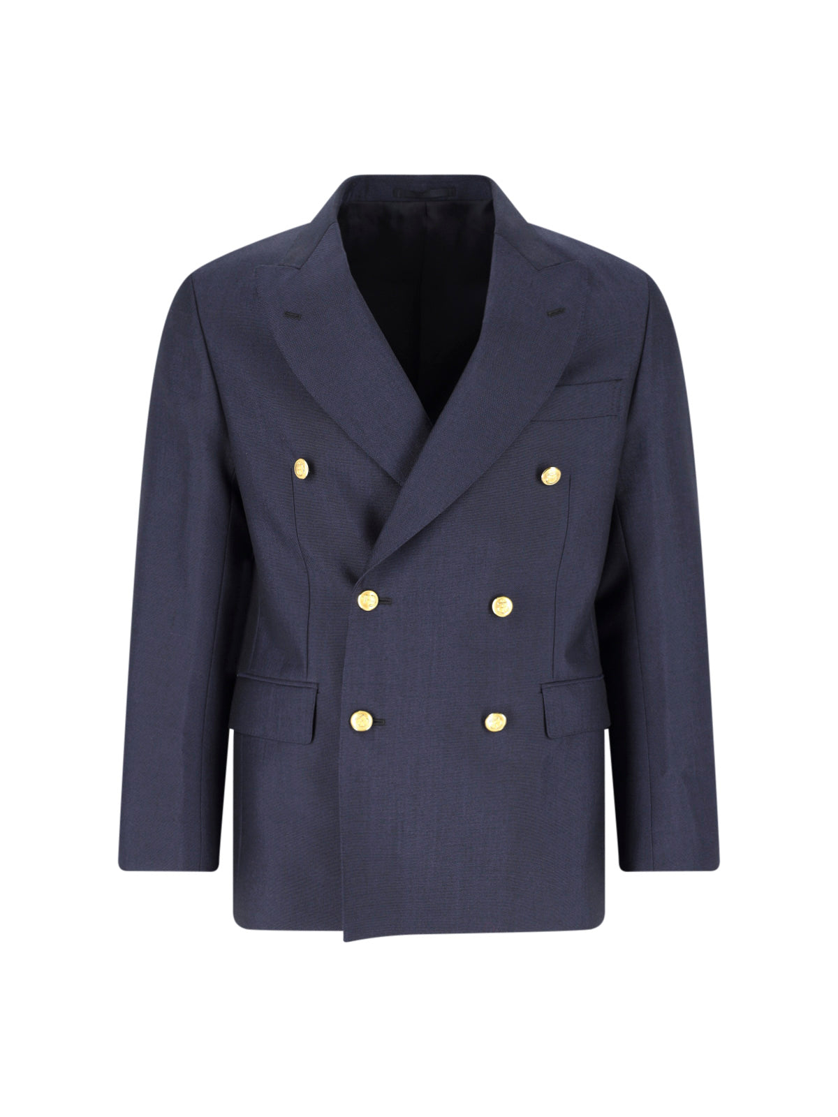 Kaptain Sunshine Men's Double-Breasted Wool-Mohair Blazer — Navy
