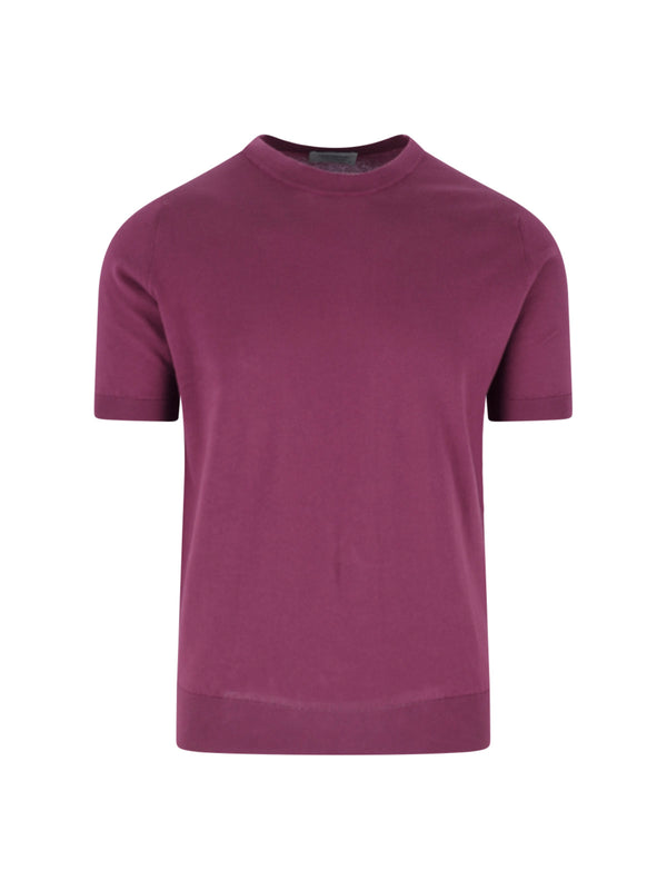 John Smedley 100% cotton t-shirt in burgundy