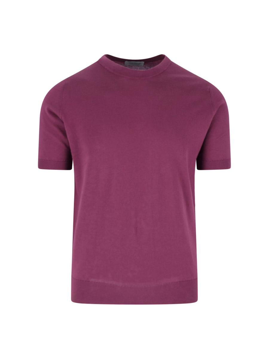 John Smedley 100% cotton t-shirt in burgundy