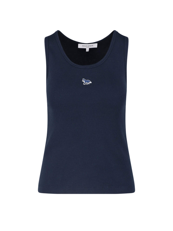 Maison Kitsune' 100% cotton tank top in navy