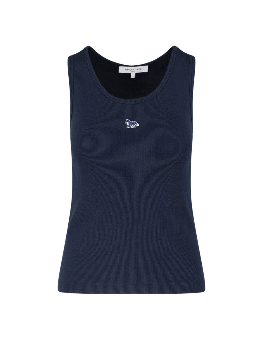 Maison Kitsune' 100% cotton tank top in navy