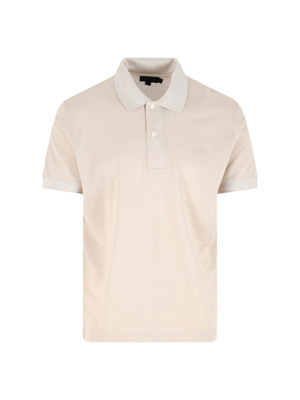Lacoste 100% silk polo in beige