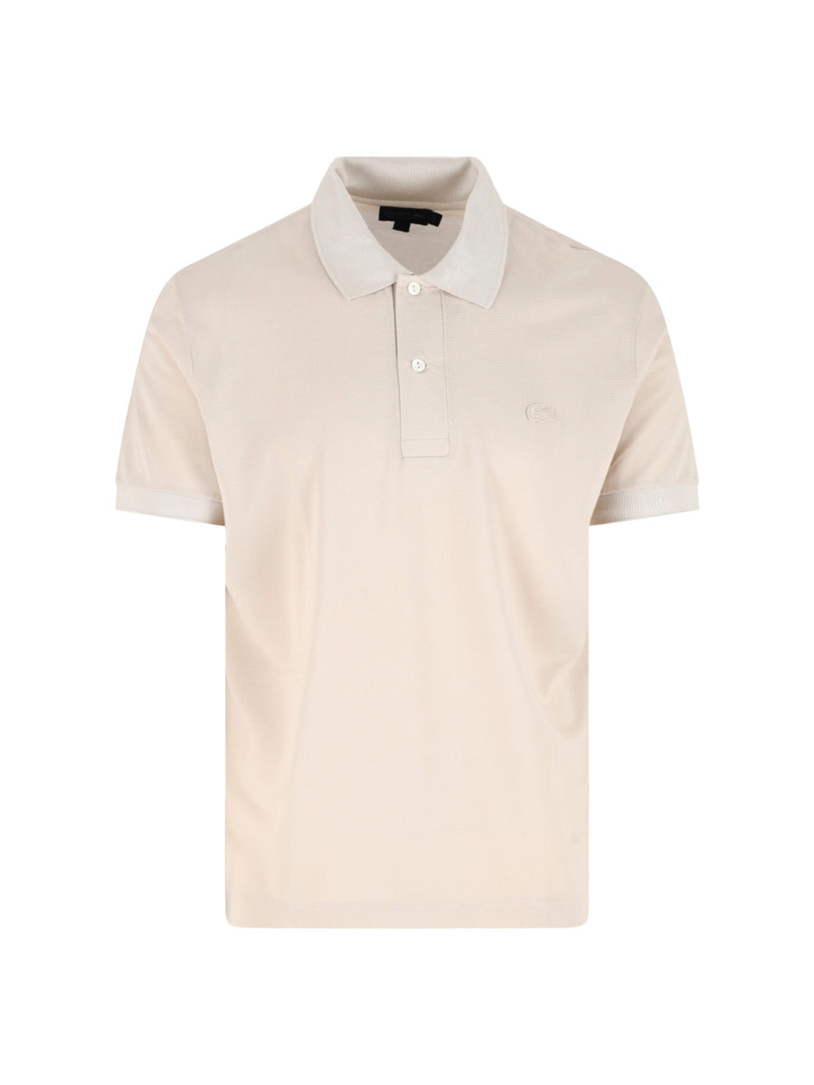 Lacoste 100% silk polo in beige