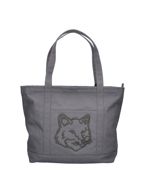 Maison Kitsune' 100% cotton tote bag in gray