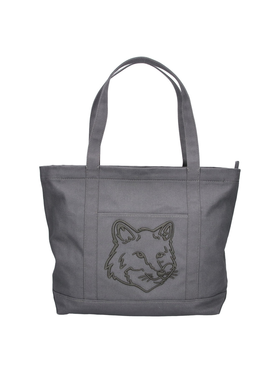 Maison Kitsune' 100% cotton tote bag in gray