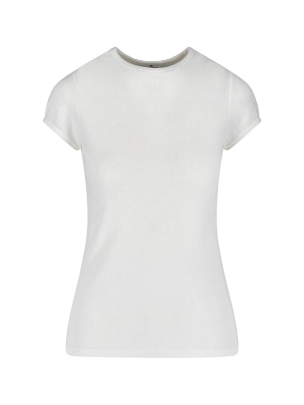 CourrèGes 84% Viscose t-shirt in white