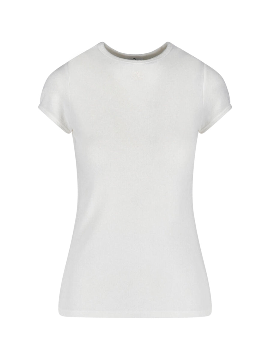 CourrèGes 84% Viscose t-shirt in white