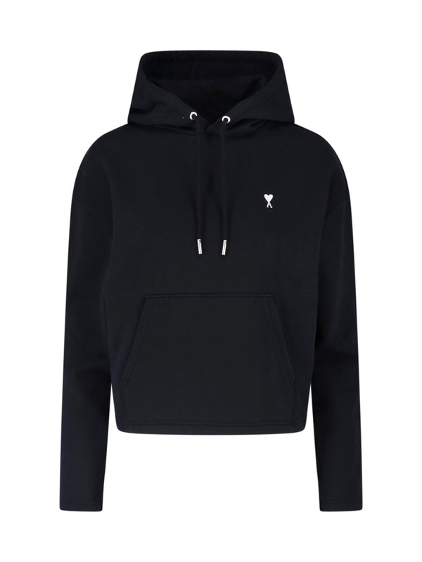 AMI Paris 100% cotton hoodie in black