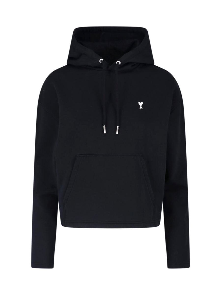 AMI Paris 100% cotton hoodie in black