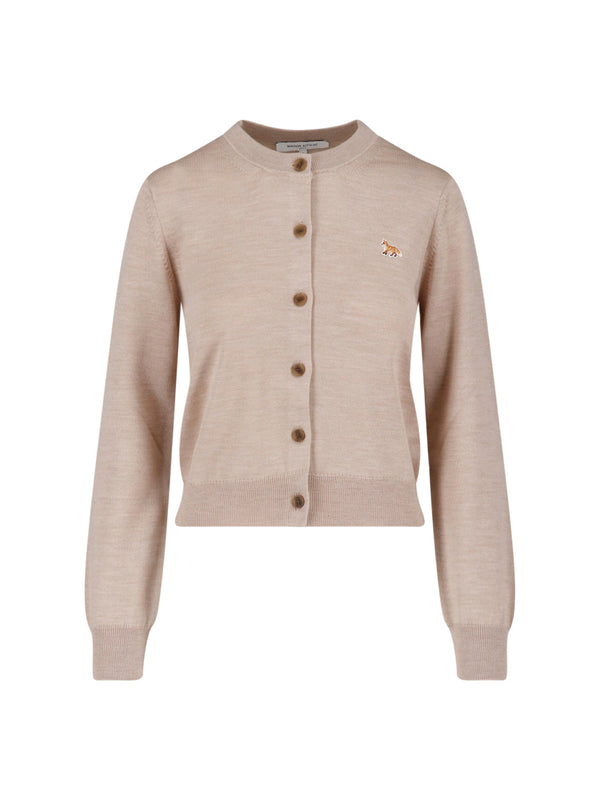Maison Kitsune' 100% wool cardigan in beige