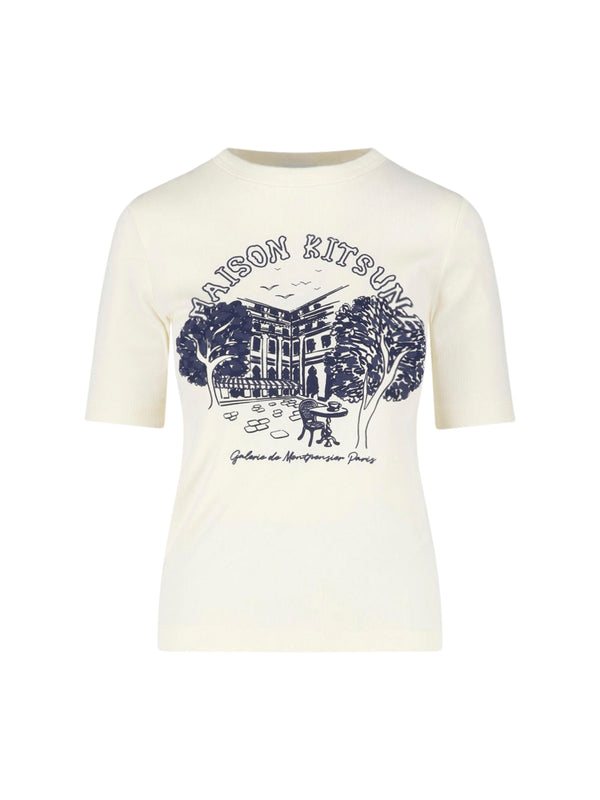 Maison Kitsune' 100% cotton t-shirt in beige