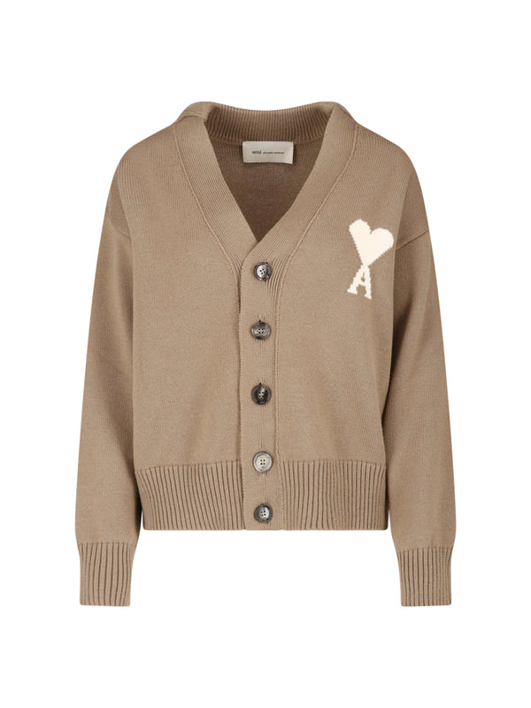 AMI Paris 53% Wool cardigan in beige