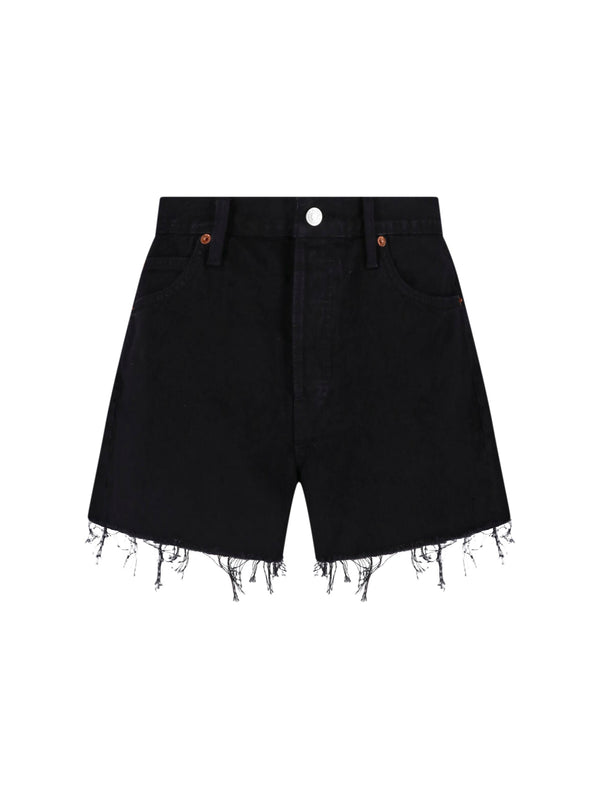 Re/Done 100% Cotton denim shorts in black