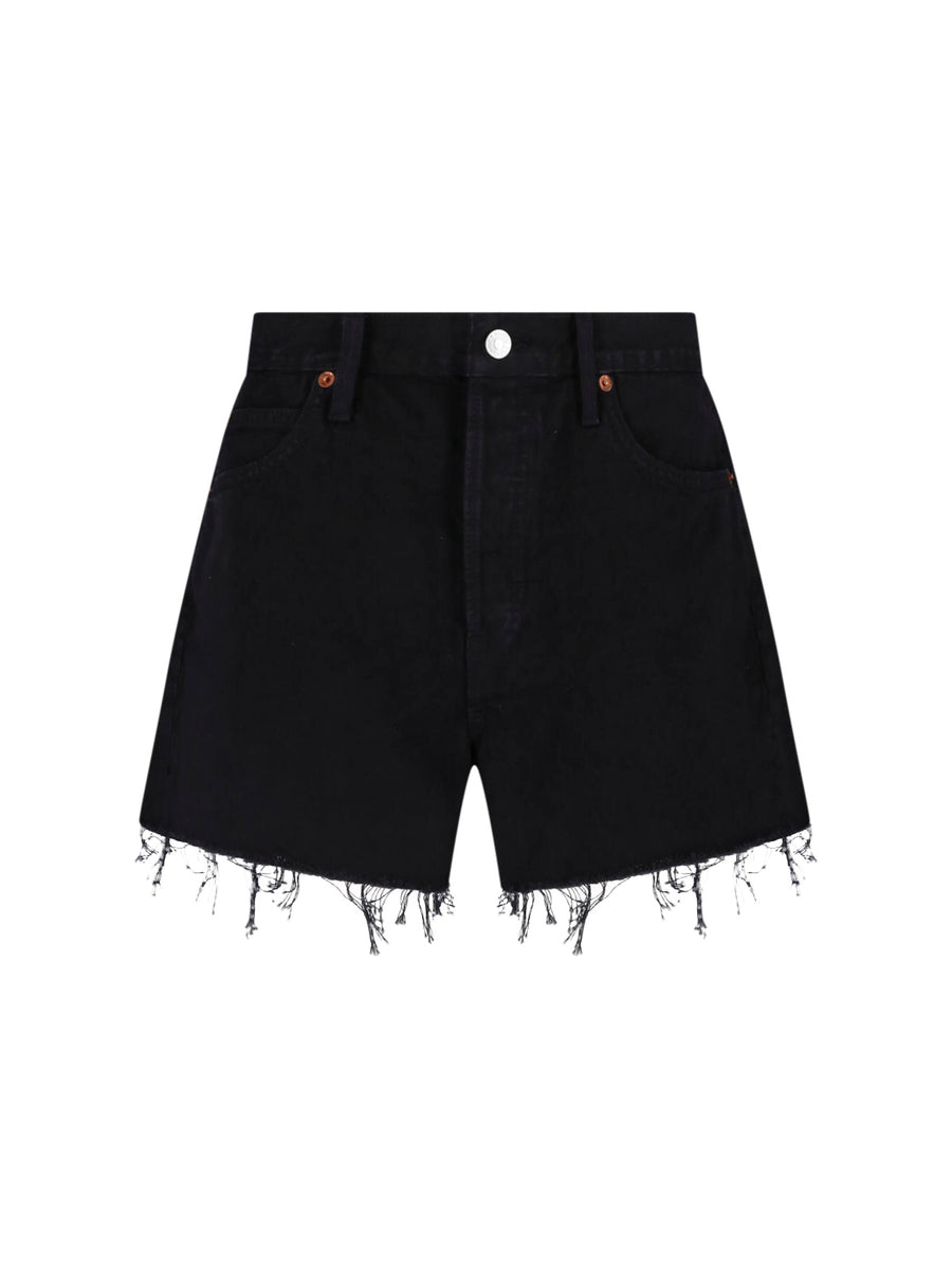 Re/Done 100% Cotton denim shorts in black