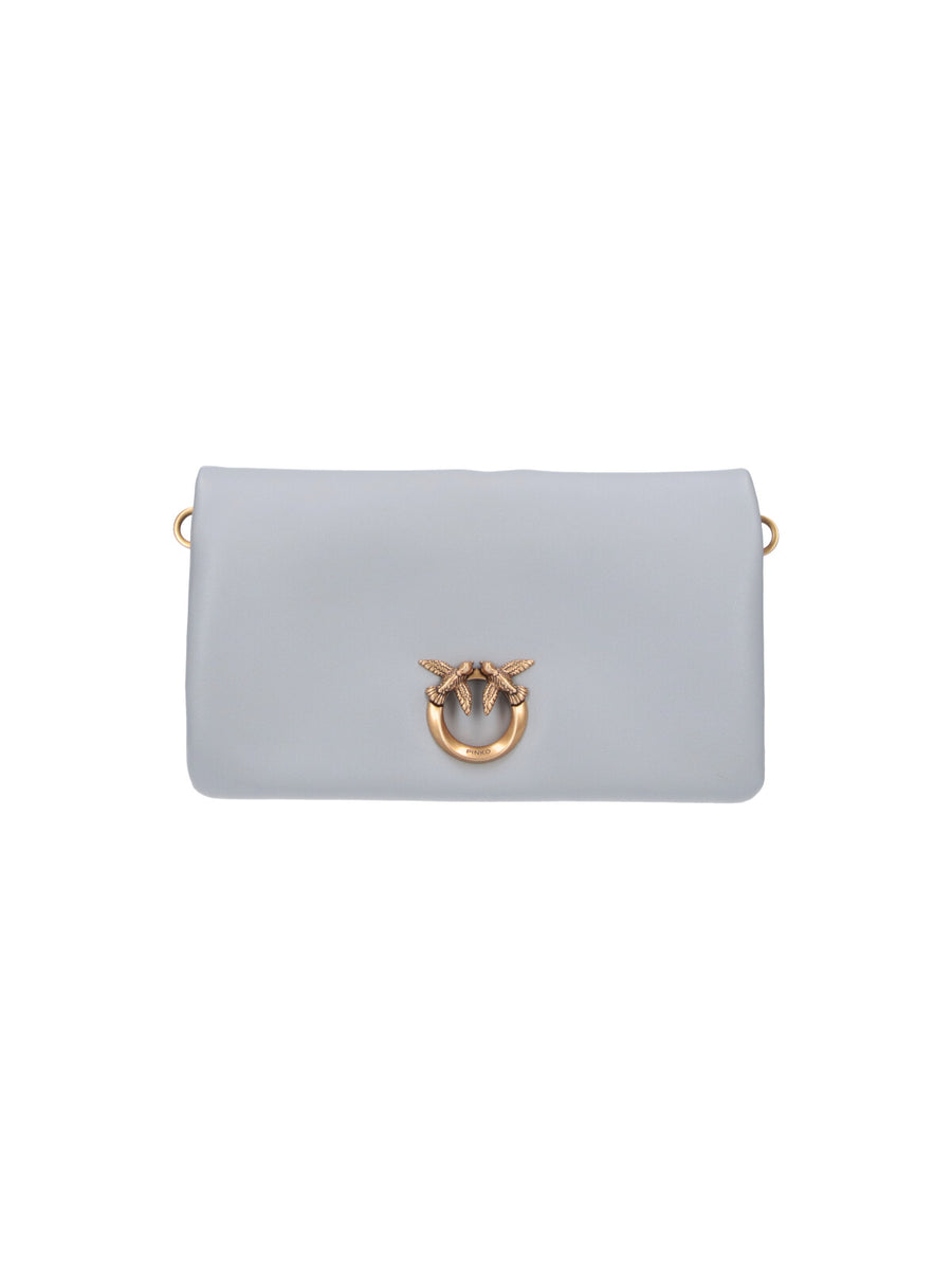 Pinko 100% leather shoulder bag in gray