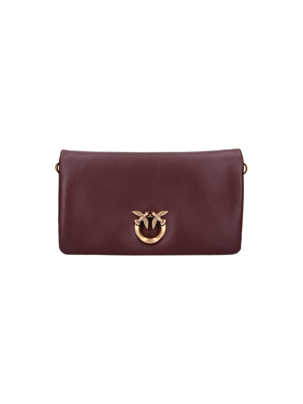 Pinko 100% leather shoulder bag in burgundy