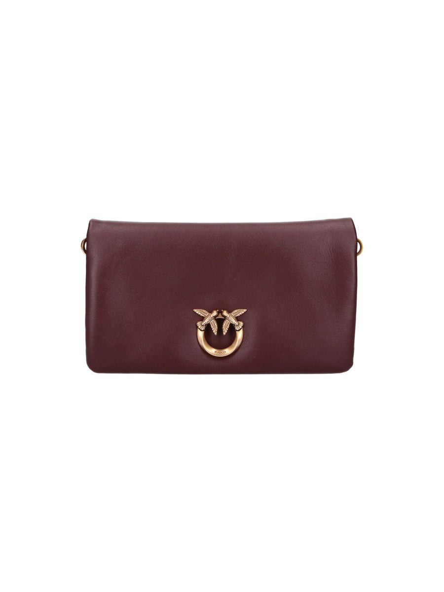 Pinko 100% leather shoulder bag in burgundy
