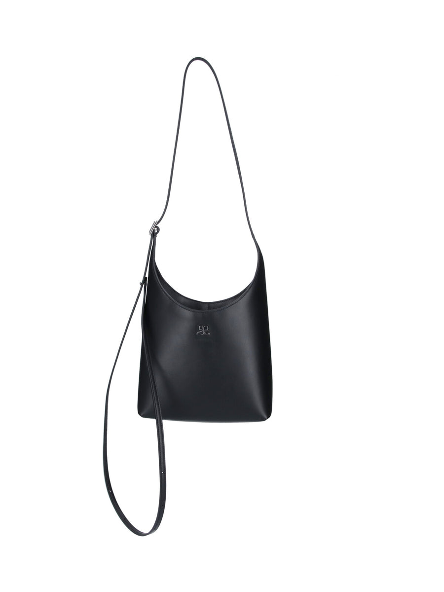 CourrèGes 100% Cow Leather shoulder bag in black