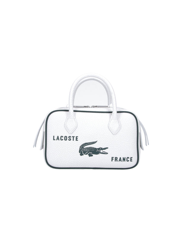 Lacoste 100% leather top handle bag in white