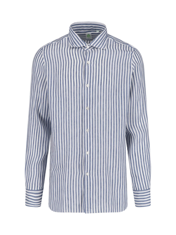 Finamore Gaeta 66% Linen shirt in blue
