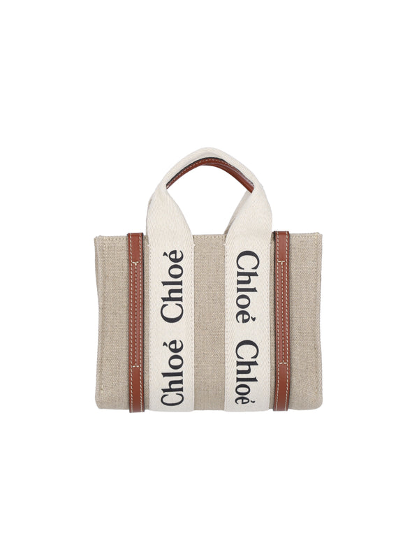 Chloè 100% Linen tote bag in white