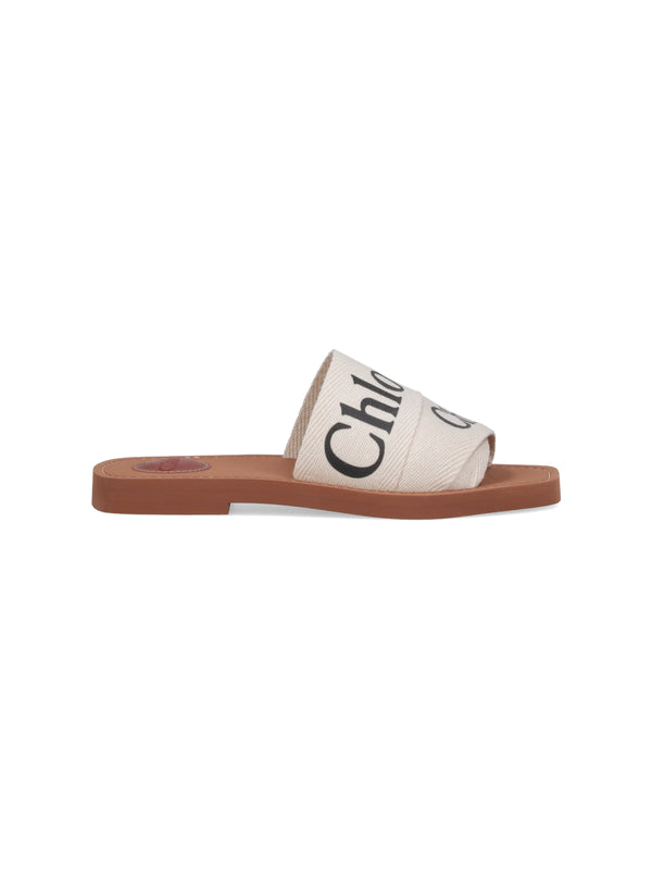 Chloè Upper: 90% Linen sandal in white