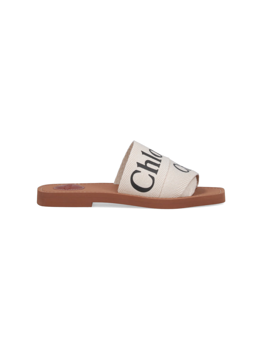 Chloè Upper: 90% Linen sandal in white