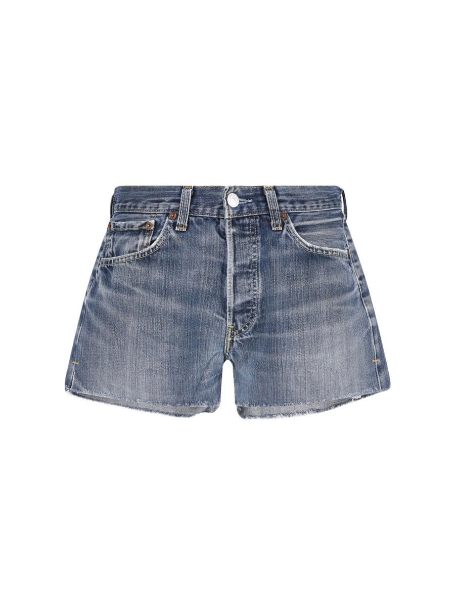 Re/Done 100% cotton denim shorts in blue