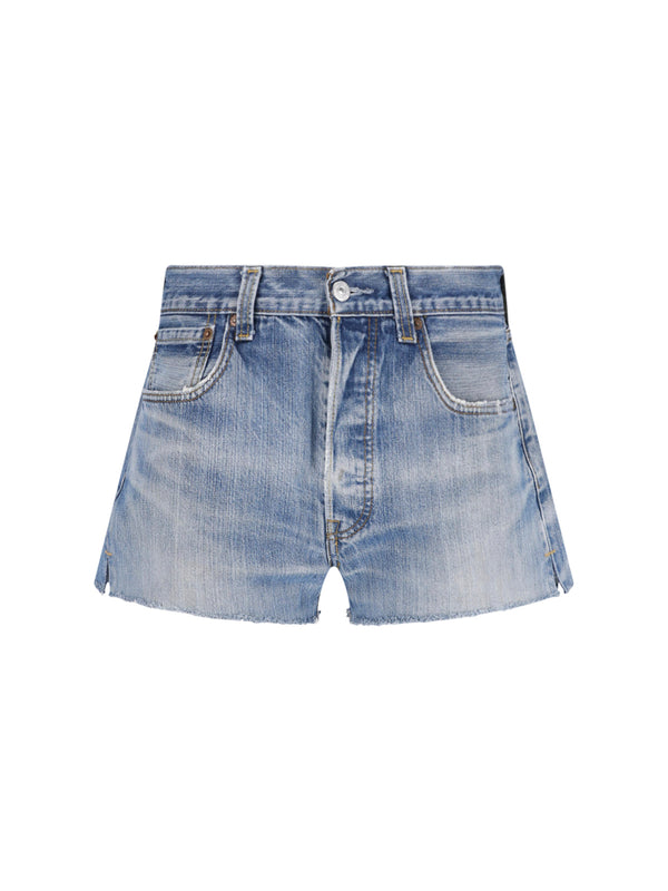 Re/Done 100% cotton denim shorts in blue