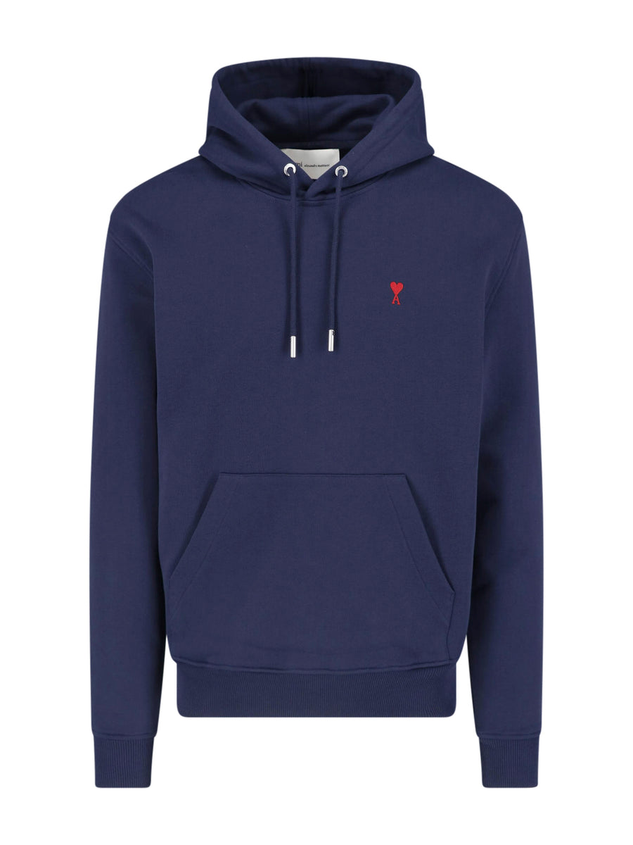 AMI Paris 100% Cotton hoodie in navy
