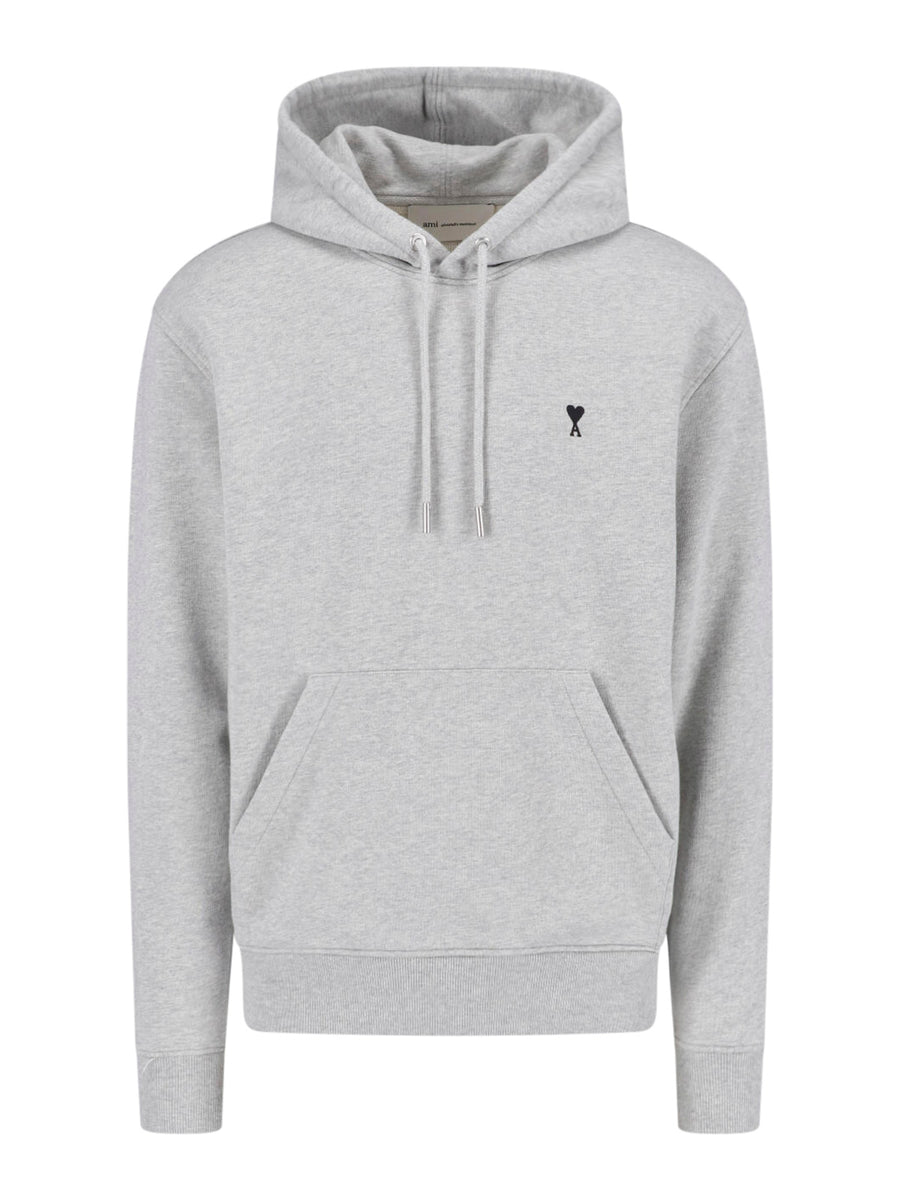 AMI Paris 100% cotton hoodie in gray