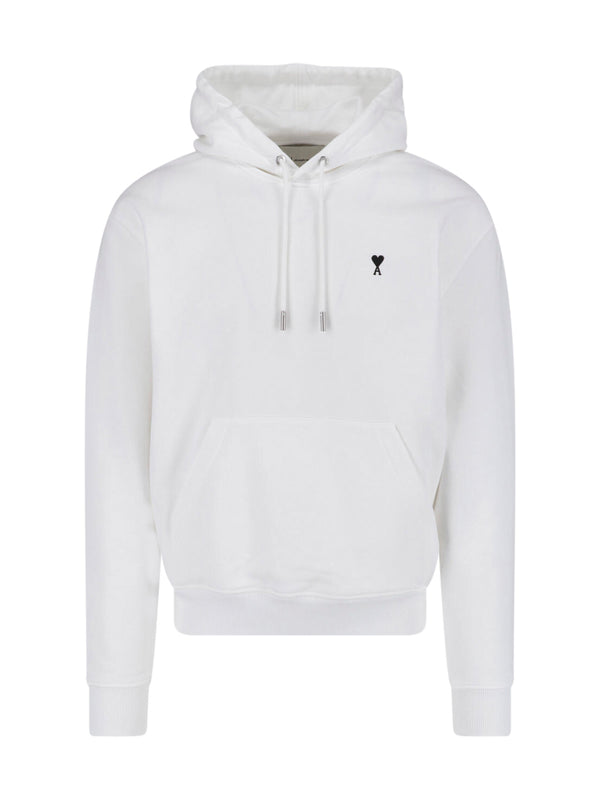 AMI Paris 100% cotton hoodie in white