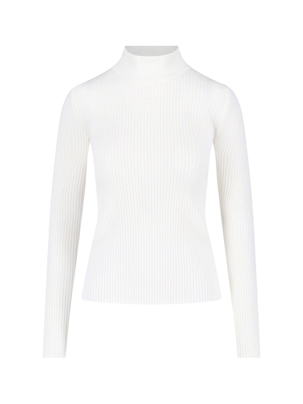 CourrèGes 70% Viscose sweater in white