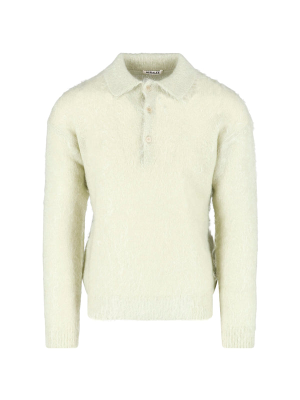 Auralee 60% Mohair polo in beige