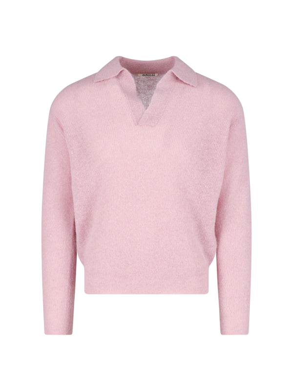 Auralee 70% Alpaca sweater in pink