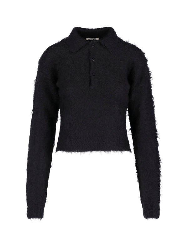 Auralee 60% Mohair sweater in black
